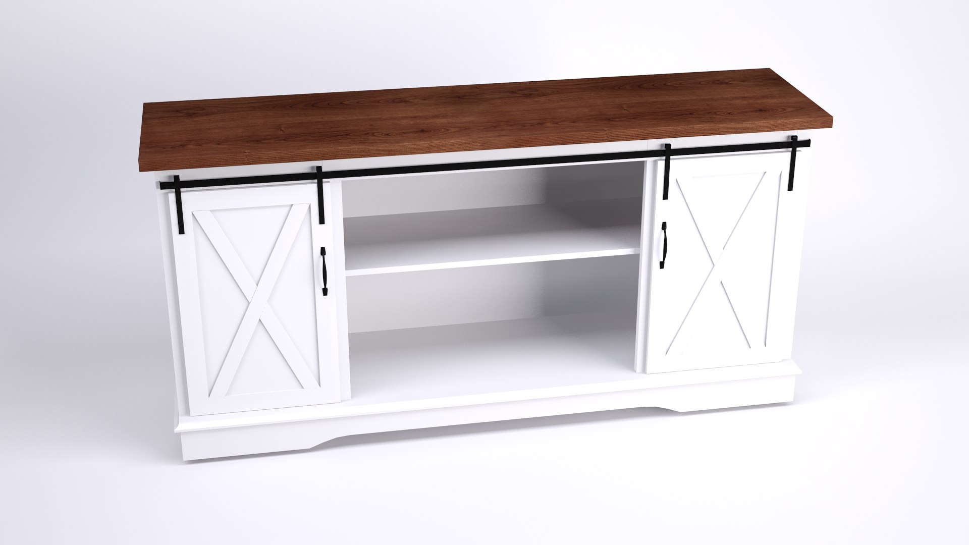 3D TV Stand Barn Doors Model TurboSquid 2148770