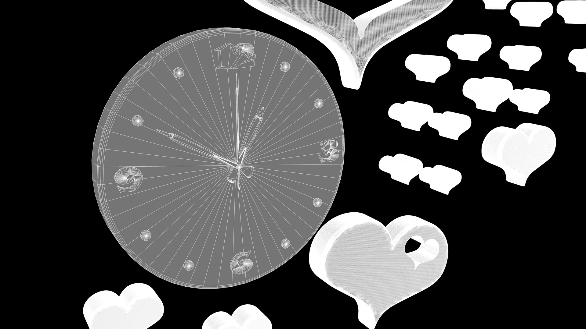 Wall clock hearts model - TurboSquid 1791563