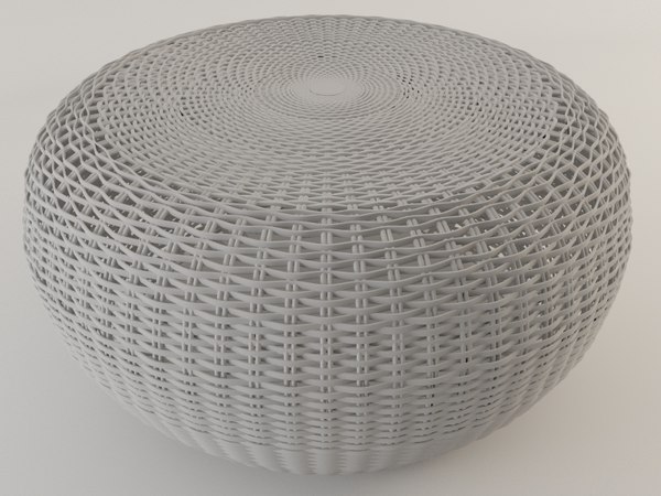 Modello 3D Pouf rotondo in vimini in rattan - TurboSquid 1735390