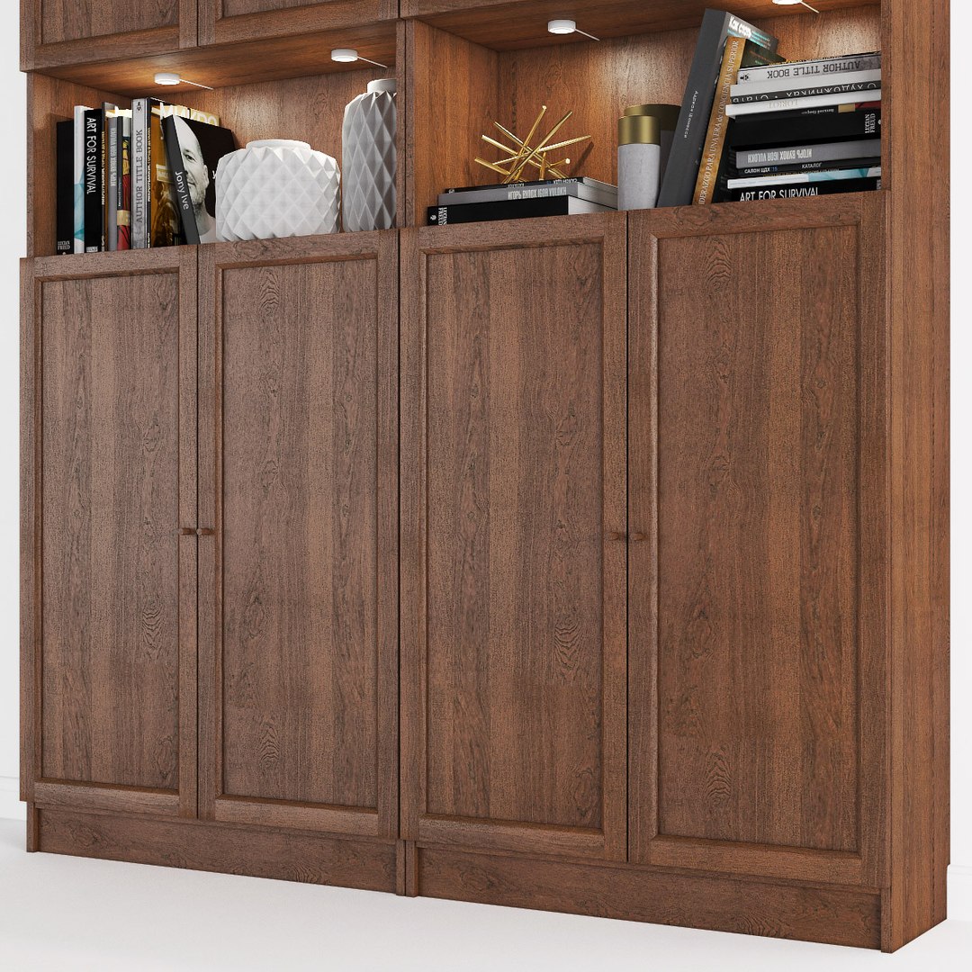 3D bookcase billy oxberg doors TurboSquid 1416789