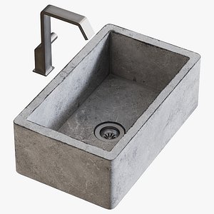3D model realistic sink farmhouse mixer
