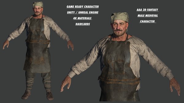 AAA Medieval Male Character 01 3D model