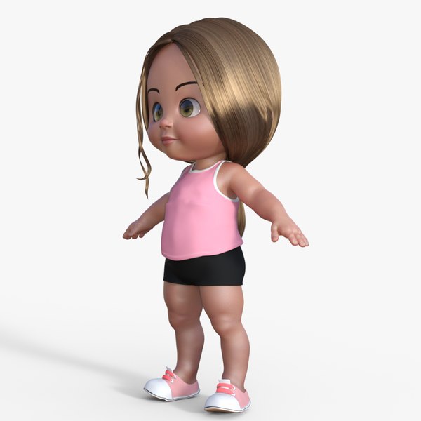 3D model Baby GirlCartoon Baby Girl Rigged