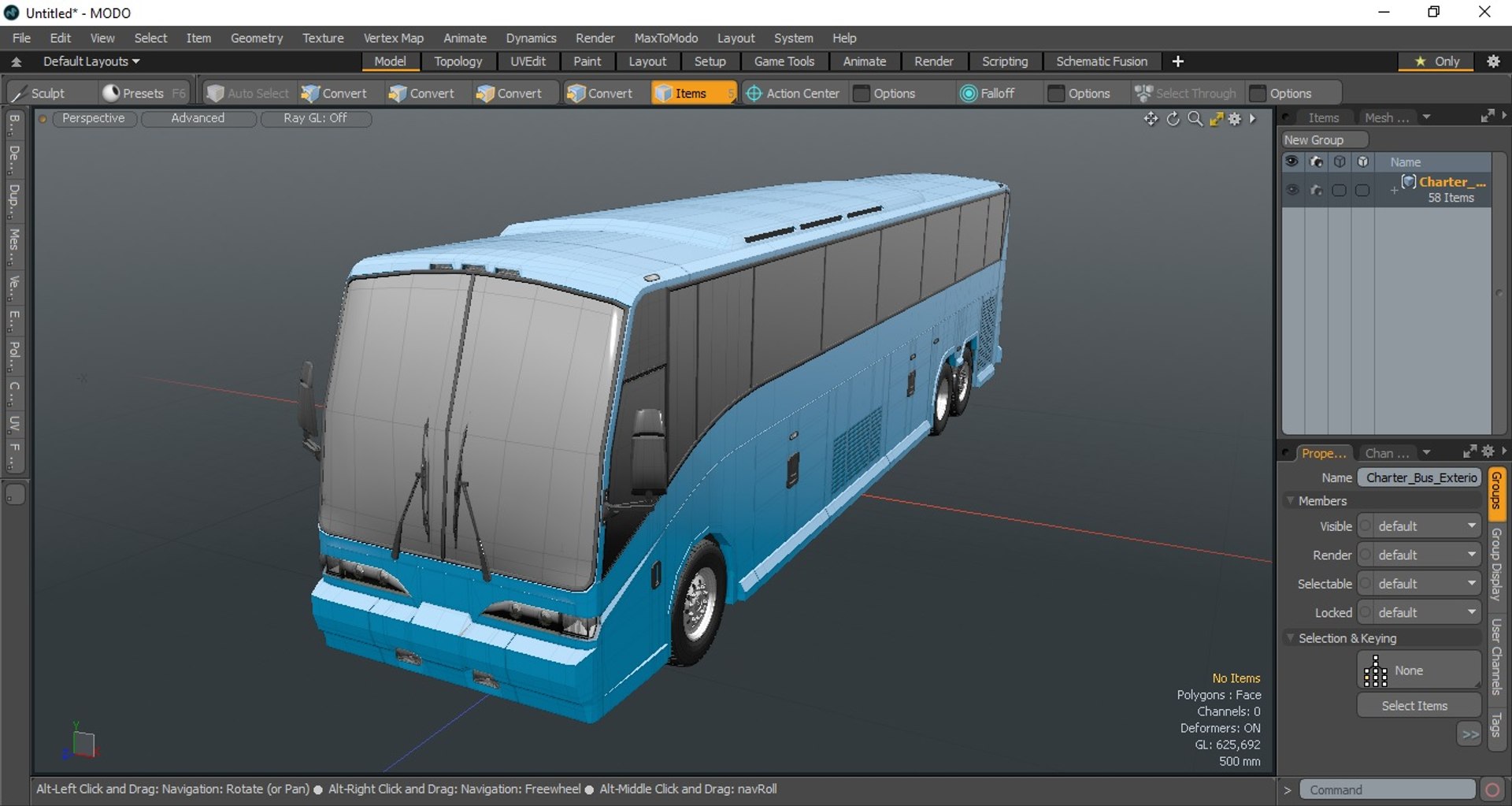 Charter Bus Exterior Only 3D Model - TurboSquid 1767108