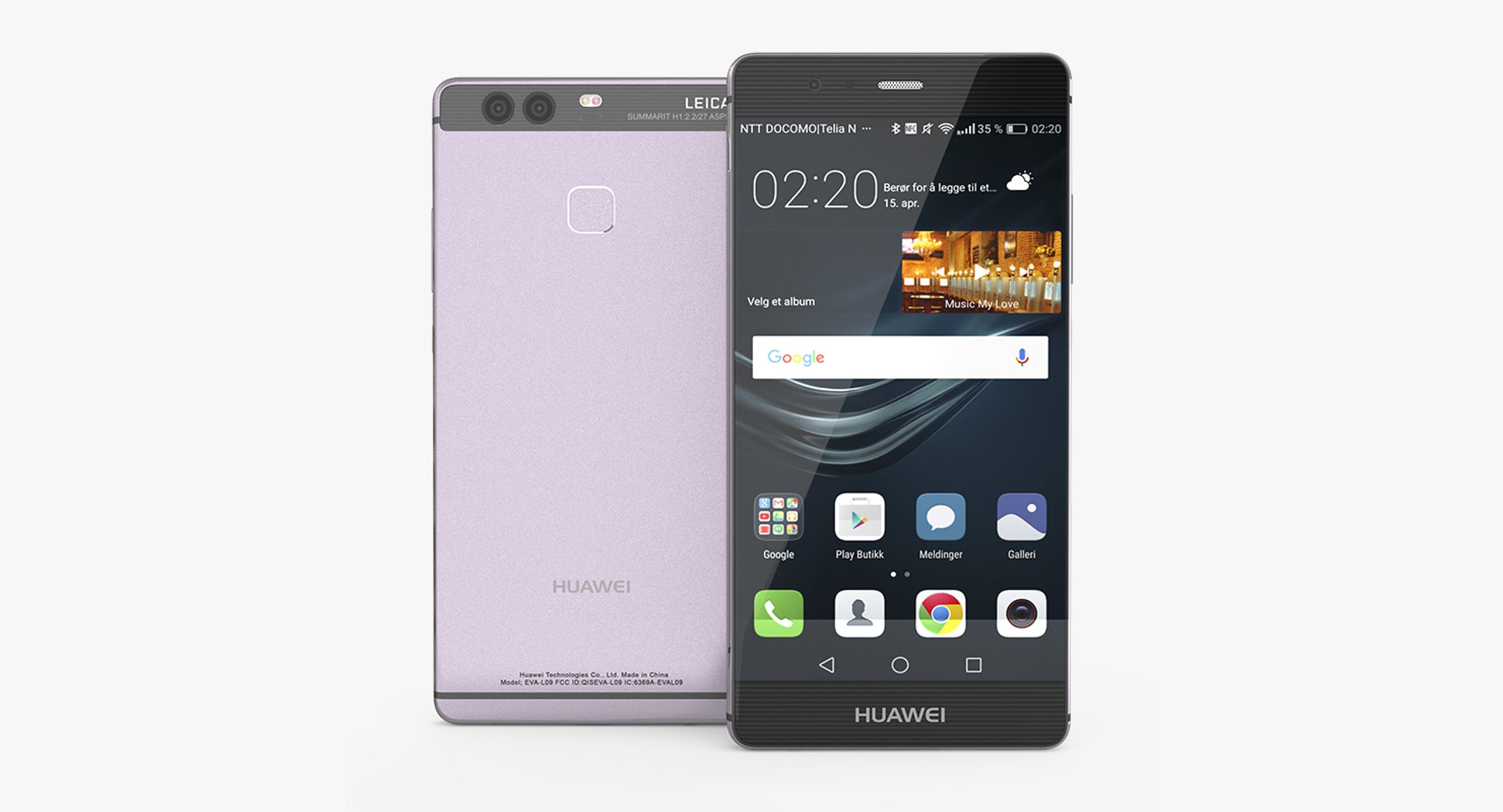 Huawei P9 Violet 3D Model 3D model preview