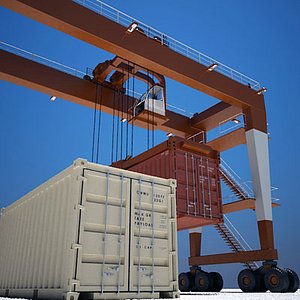 3d model gantry crane shipping containers