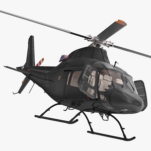 Utility Helicopter Black Rigged 3D model
