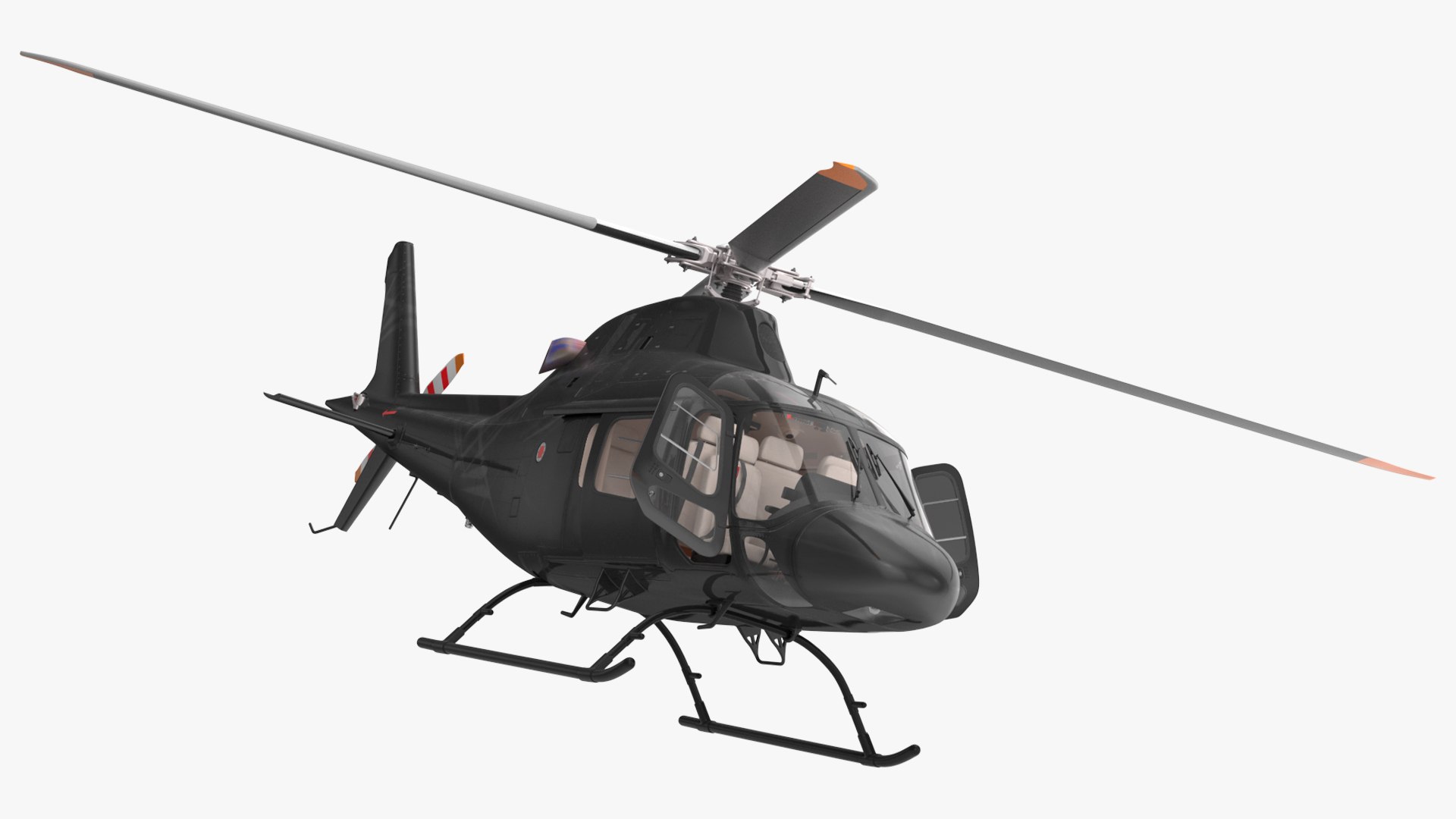 Utility Helicopter Black Rigged 3D model preview