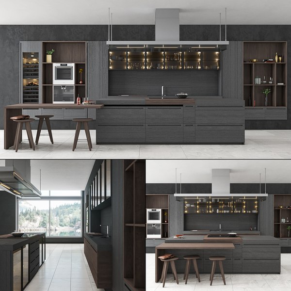 3D luxury modern kitchen interior render - TurboSquid 1397478