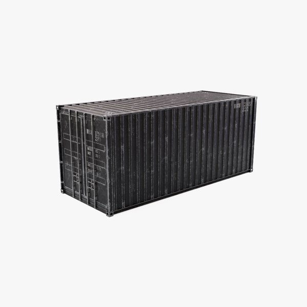 20Ft Cargo Container - Black - Dirty 3D