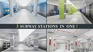 3D subway stations pack vol model