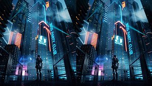 C4D Octane render CBD cyberpunk city