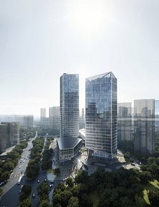 3D Modern Corporate Towers In Urban District model