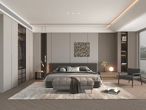 Modern Bedroom Scene 49 3D model