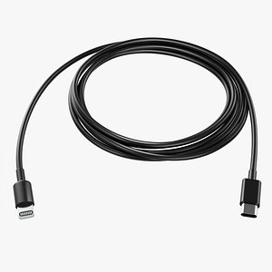 Lightning to USB C cable black 3D