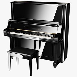 3D piano upright black