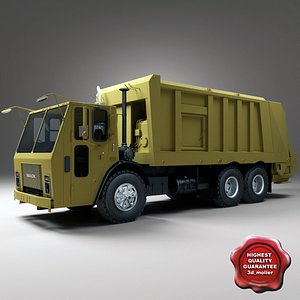realistic garbage truck mack 3d model