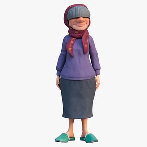 Grandma Cartoon Character Rigged model