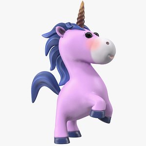 Pink Cartoon Unicorn Rigged for Modo 3D model