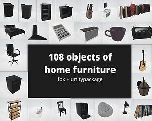 108 objects of home furniture fbx  unitypackage