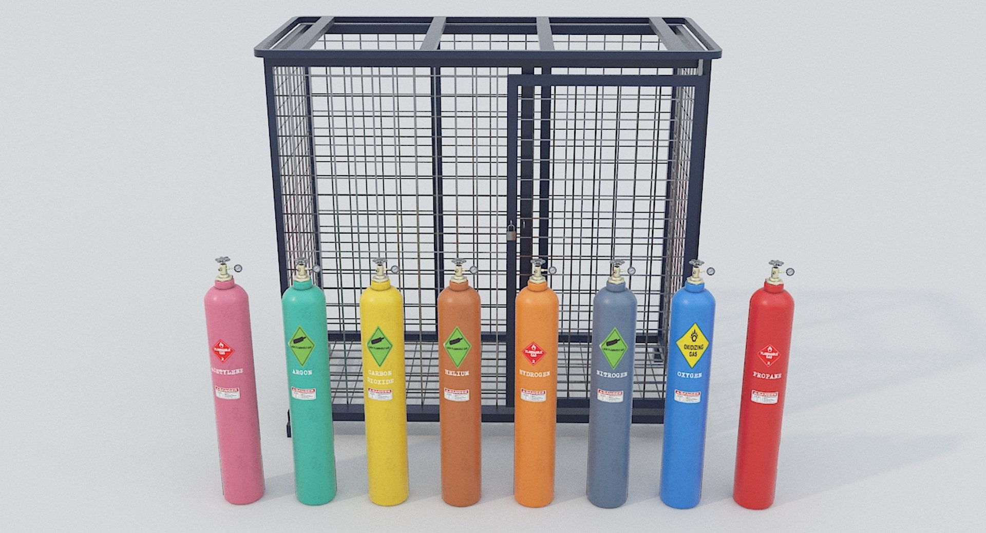 8types Of Industrial Gas Cylinders 3D Model TurboSquid 1744782