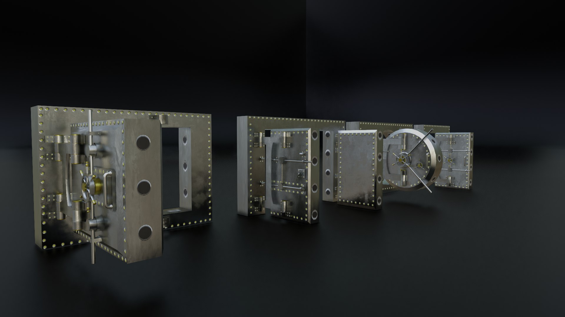 3D Reinforced Vault Door Set - TurboSquid 2000781