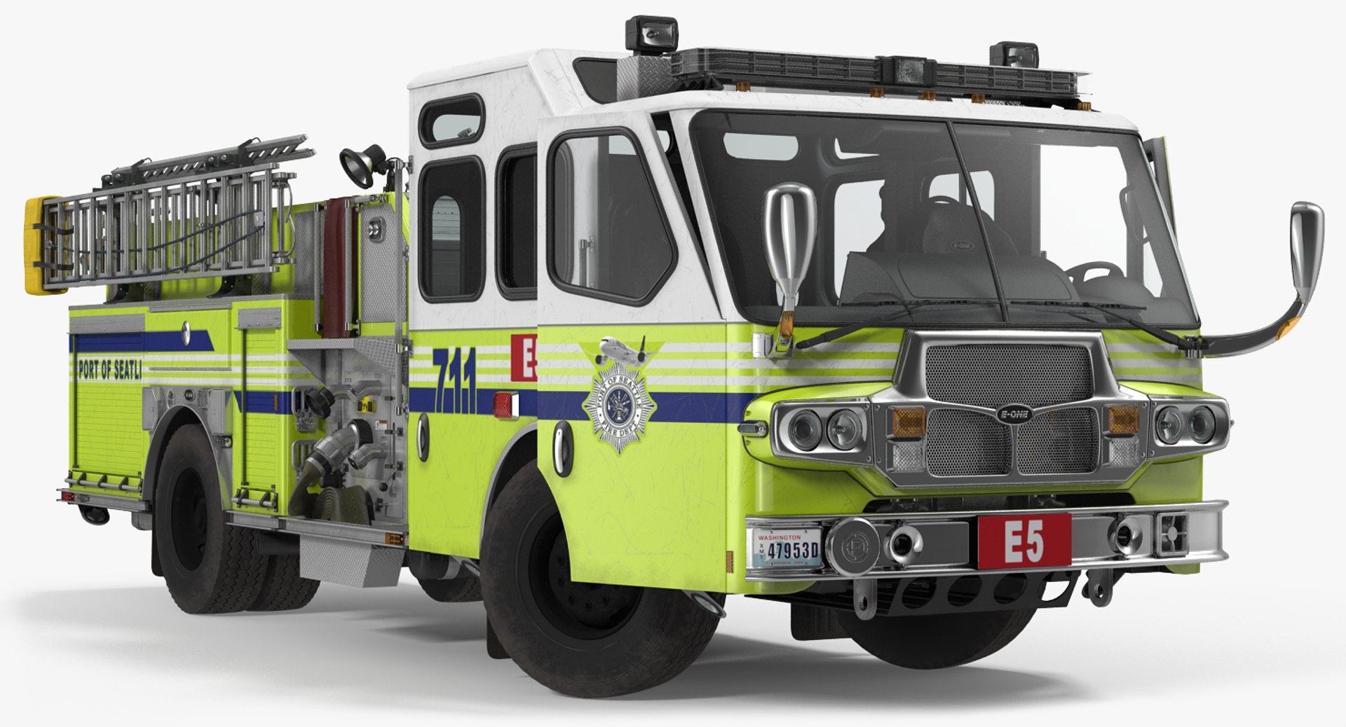 Fire Department E-One Quest Pumper Rigged 3D Model 3D model preview