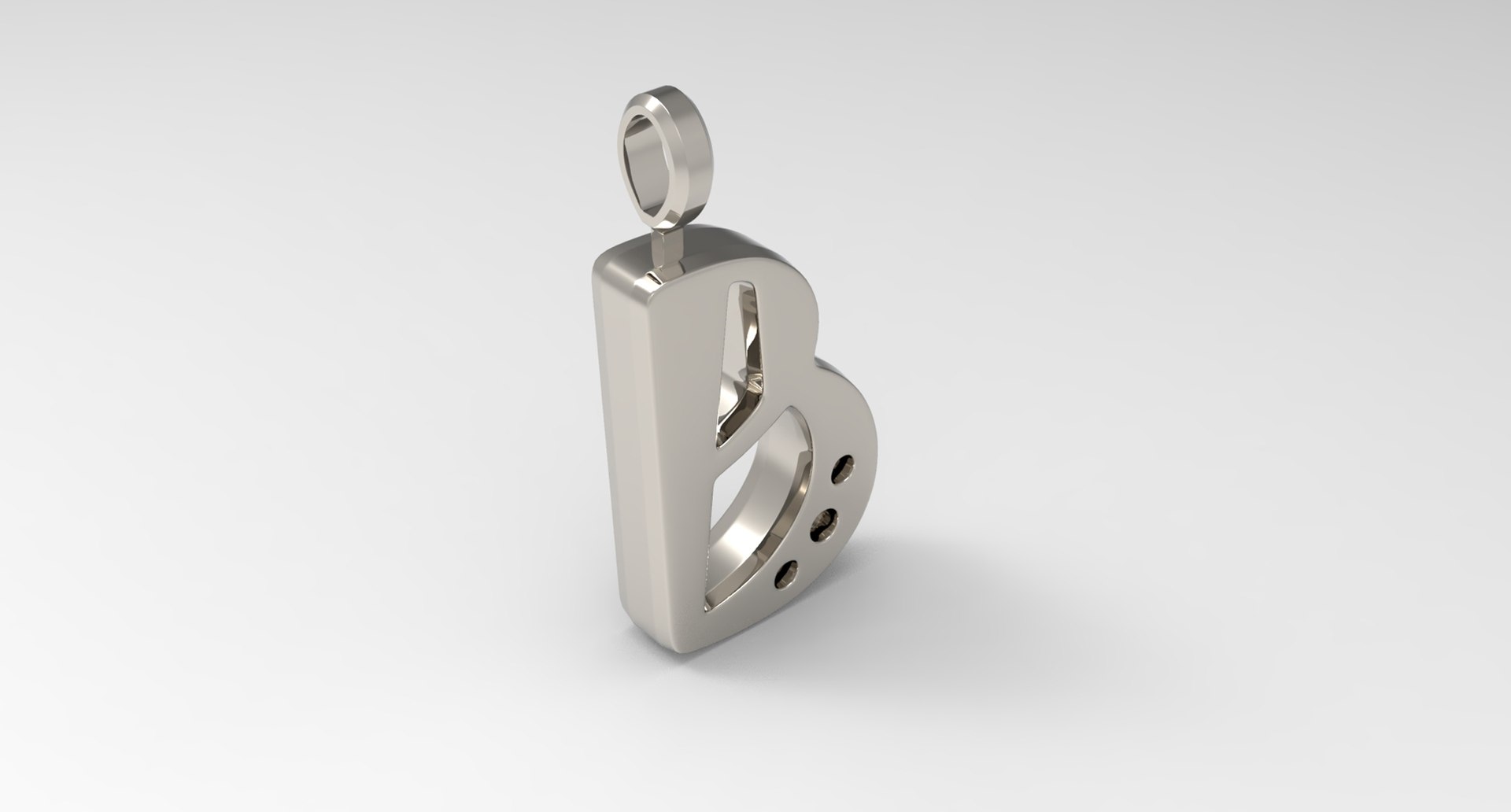 3D B Letter Pendant Platinum Model - TurboSquid 1898955