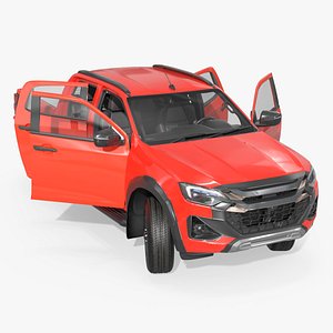 4x4 Utility Truck LHD Red Rigged for Maya model