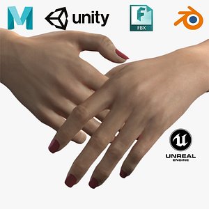 3D Realistic Woman Hands left right Low-poly 3D model High-Quality Low-poly 3D model