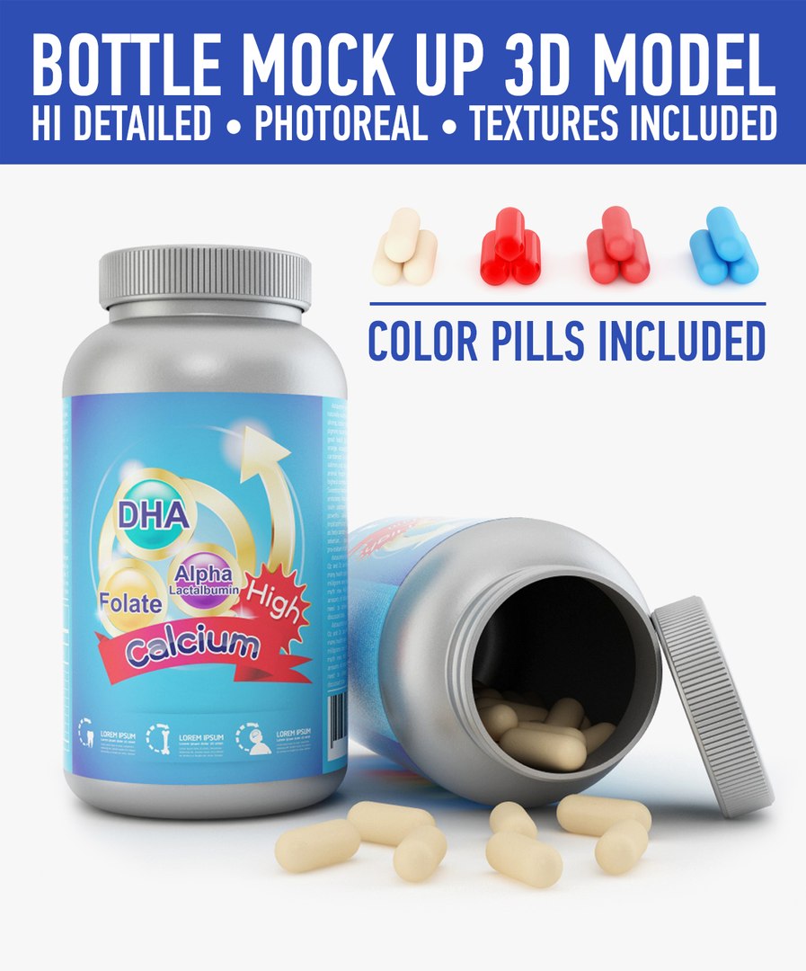 3d Plastic Bottle Pills 3