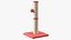 Cat Playing With A Red Scratching Post Rigged for Modo