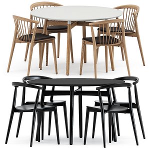 3D model Newood chairs and BA103-120 round table