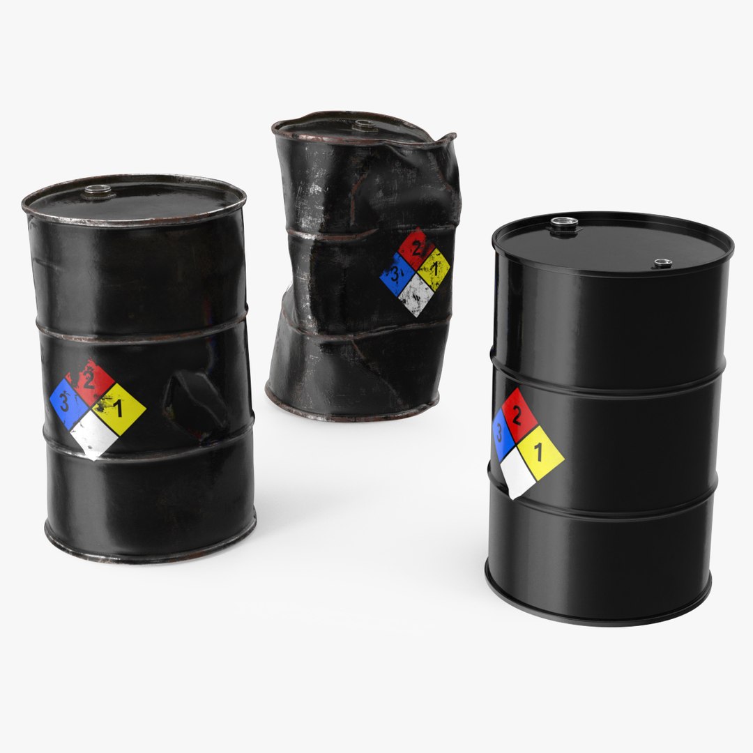 Chemical Barrels NFPA 704 Set 3D model preview