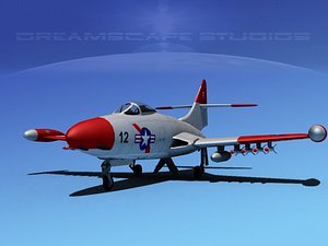 panther f9f jet fighter 3d model