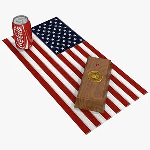 3D Presidential Coke Button with US Flag and Soda Can model