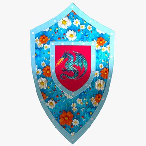 Fantasy Dragon Shield 3D Model PBR Low Poly Game Ready 3D model