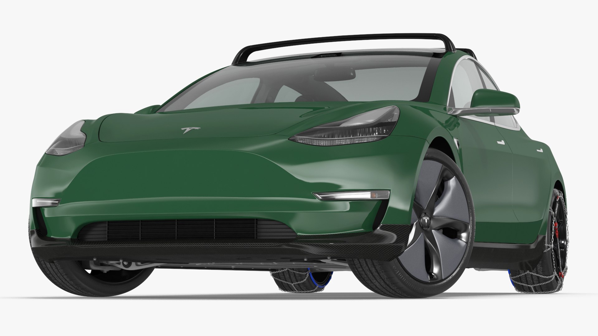 Tesla Model 3 with Wheel and Roof Accessories Rigged for Cinema 4D 3D model preview