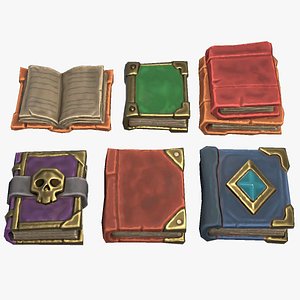 Stylized Fantasy RPG Books Tome Almanac Manuscripts Logbook Notebook Spellbook 3D model