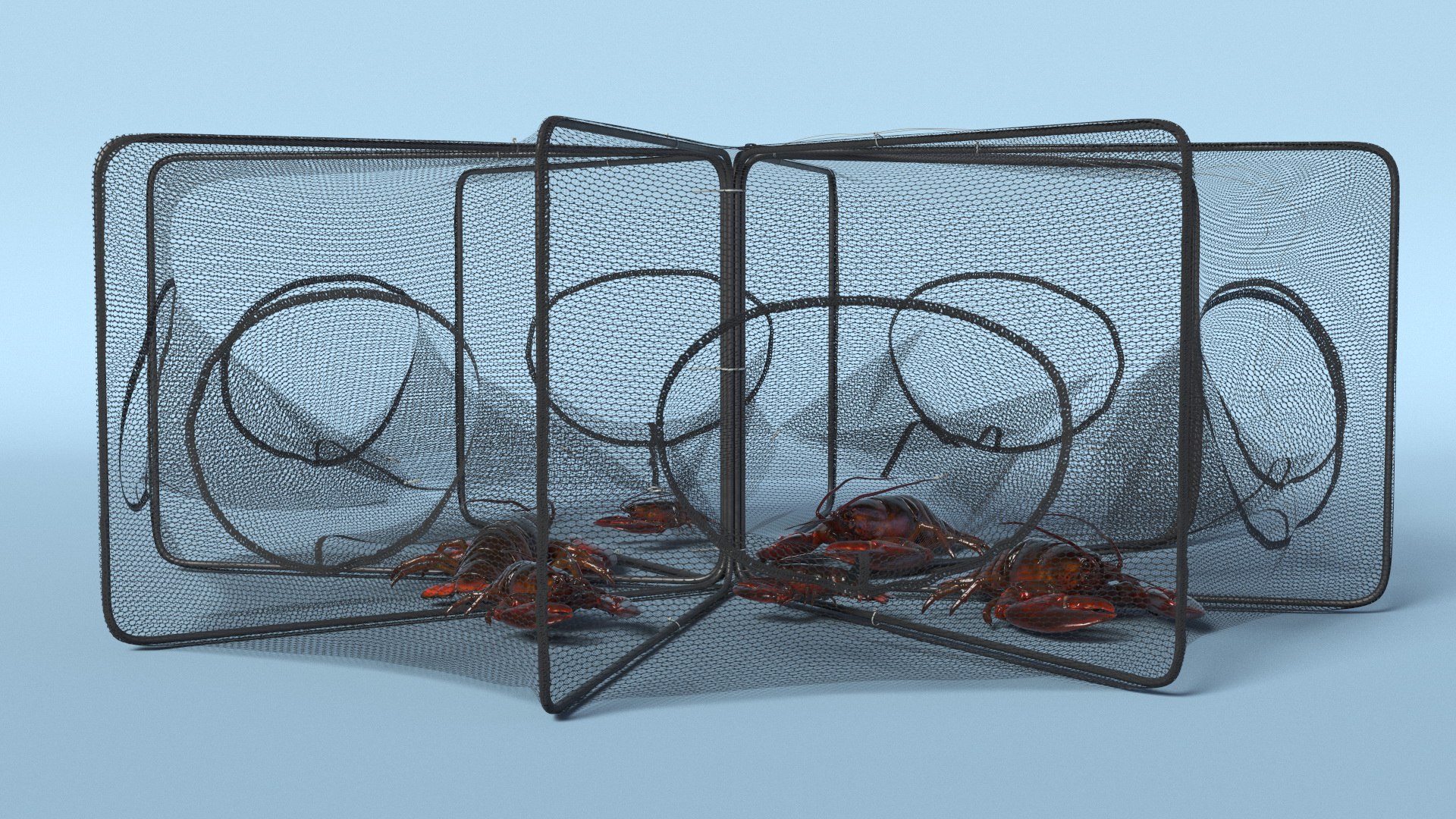 Hexagonal Lobster Net Trap and Live Lobsters model https://p.turbosquid.com/ts-thumb/zW/ANTxSj/CN/hexagonal_lobster_net_trap_and_live_lobsters_008/jpg/1743606718/1920x1080/fit_q87/4a8e4e53d6bccb403560280ac4c7389c31ebcb8e/hexagonal_lobster_net_trap_and_live_lobsters_008.jpg