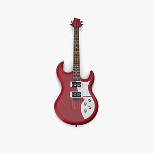 3D Red Bass Guitar model