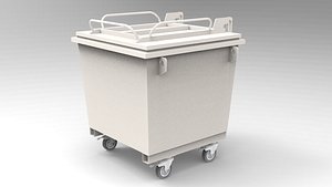 3D Large Wheeled Garbage Bin with Lid   Industrial Mobile Trash Container 1100L 3D Model