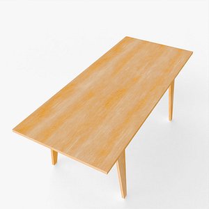 Clean Light Wood Rectangular Table 3d