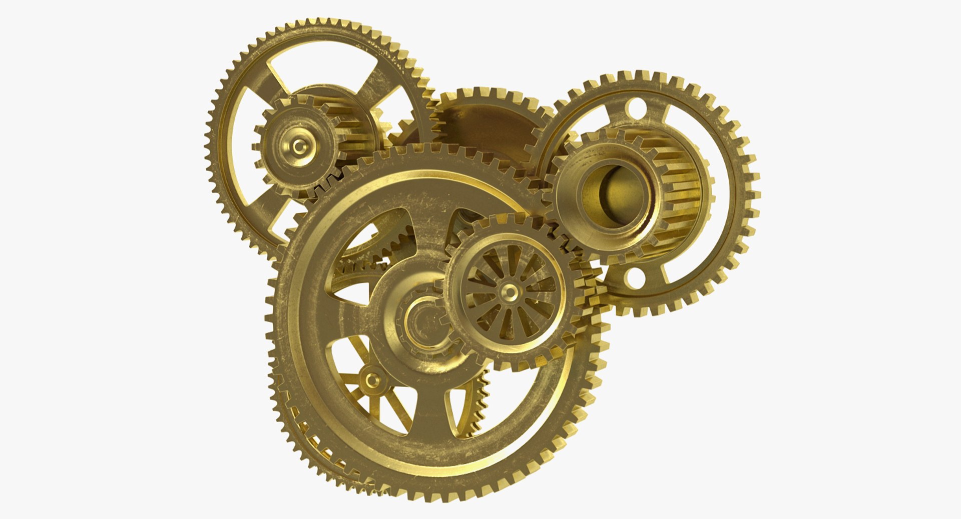 Abstract Gear Mechanism Brass Rigged 3D Model preview