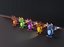 Animowany model 3D Low-poly z kreskówek Gem Dragons
