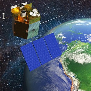 3D Fengyun 4A Satellite with Planet Earth model