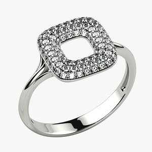 Cushion Shape Pave Gems Fashion Gold Ring