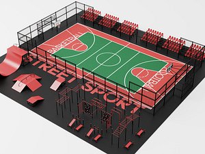 3D model Street Basketball Football Multi Sport Park PBR Game Ready