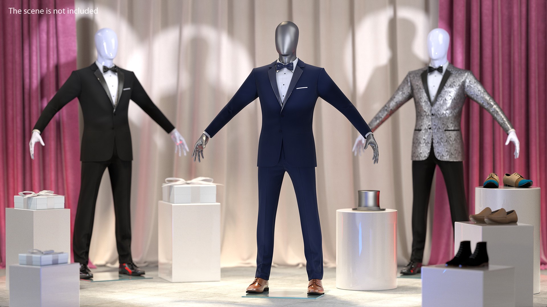 Blue Tuxedo Suit 3D model preview