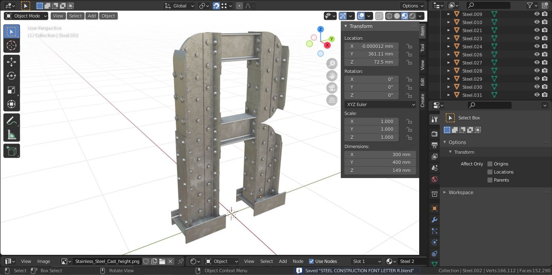 Steel Construction Font - Letter R 3D Model - TurboSquid 1894726